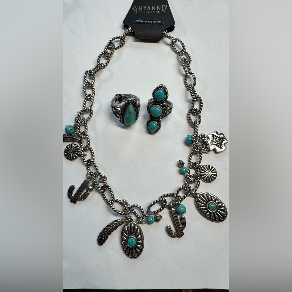 Shyanne Turquoise And Silver Necklace Set